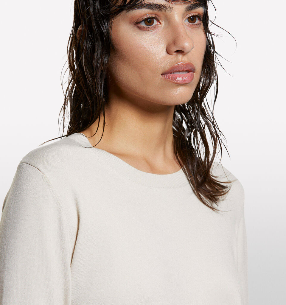 Beige crew neck top - women's crew neck sweaters - Beige | Sisley image number 4